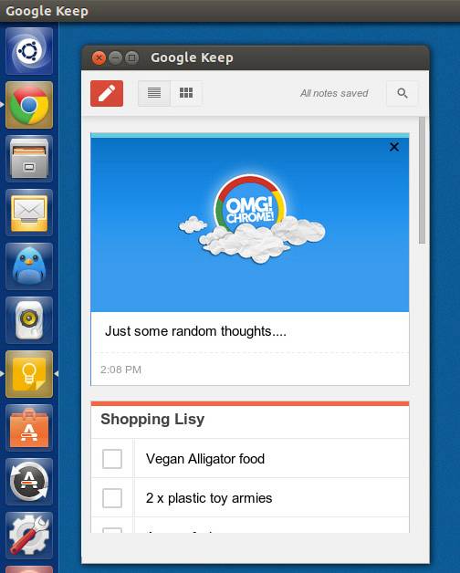 Add Google Keep to the Unity Launcher in Ubuntu