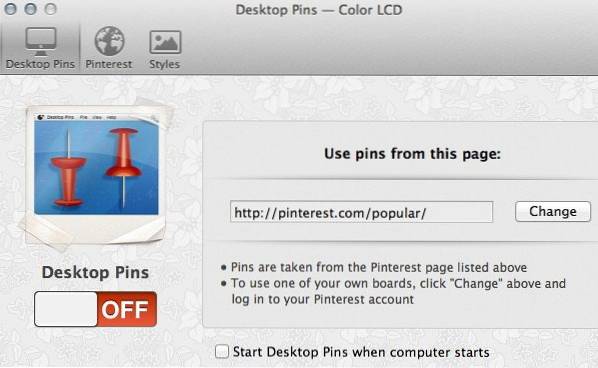 Adicione seus pinos do Pinterest ao plano de fundo da área de trabalho [Mac]