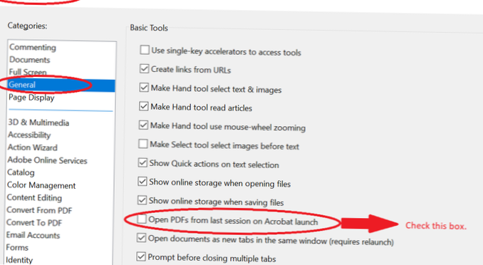 adobe leser åpne sist lest
