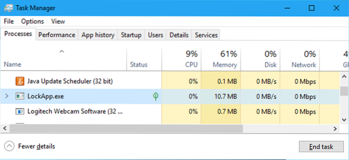 Tutto su LockApp.exe in Windows 10