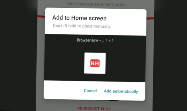 android add shortcut to home screen automatically