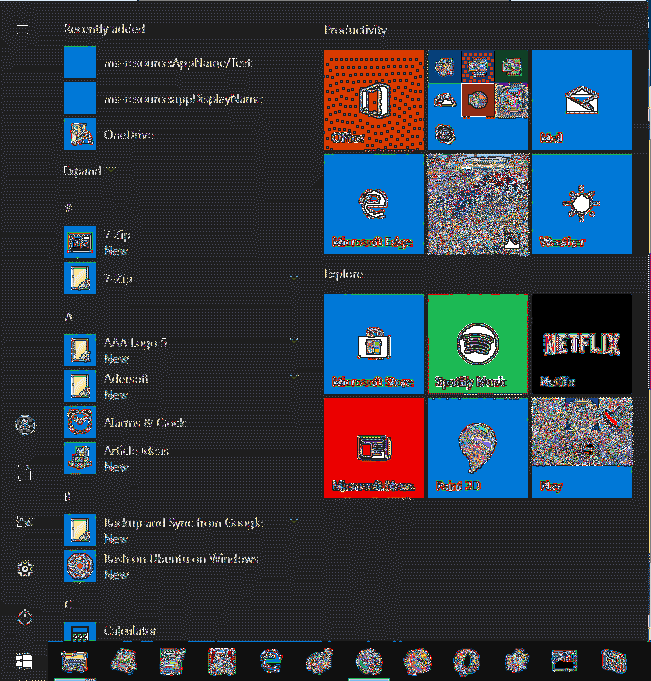 Backup, ripristino o ripristino dei riquadri del menu Start di Windows 10