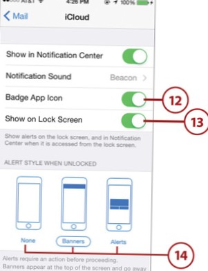 bannières et badges sur iphone