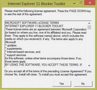 Blocca l'installazione automatica di Internet Explorer 11 in Windows 7