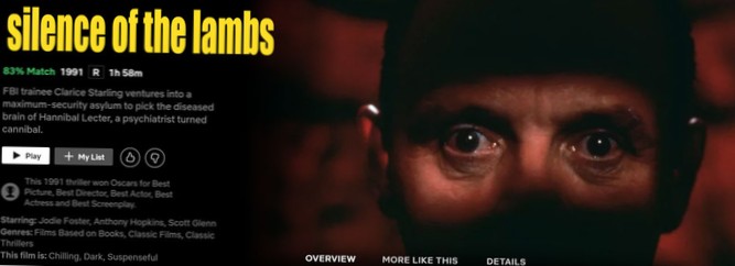 Můžete sledovat Ticho jehňátek na Netflixu v USA?