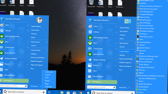 změnit úvodní nabídku Windows 10 na klasickou
