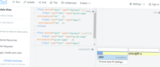 Chrome Autocomplete funktioniert nicht
