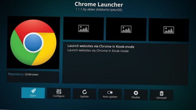 Doplněk pro spouštěč Chrome Jak procházet web z aplikace Kodi