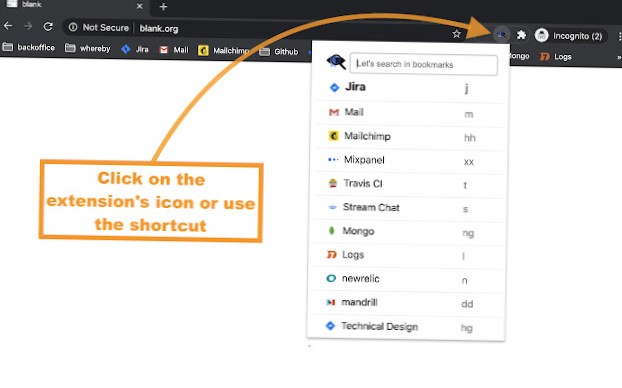 chrome search bookmarks shortcut