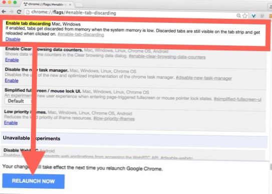 priorita záložky Chrome