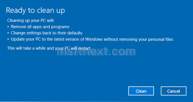 Clean Up PC - A New Reset feature in Windows 10 Creators Update