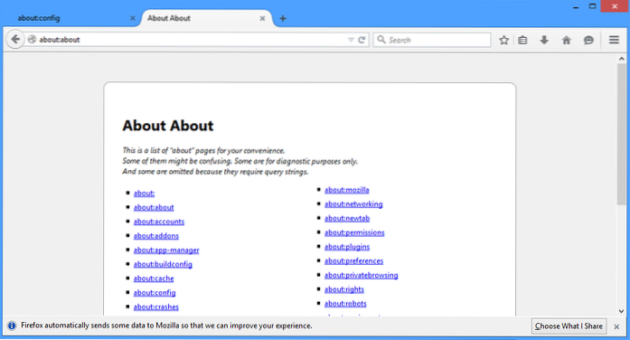 Complete List Of Firefox About Commands