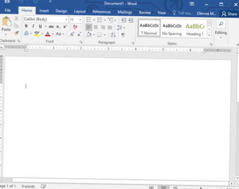 components of ms word 2016