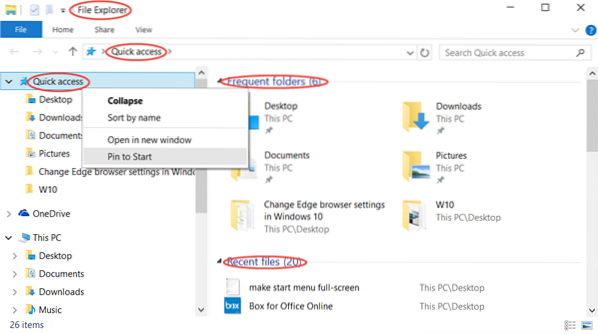 Nakonfigurujte Průzkumník souborů Windows 10 tak, aby místo rychlého přístupu otevíral tento počítač