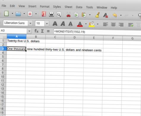 converter número em palavras no libreoffice calc
