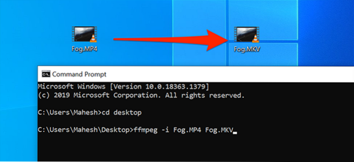 Convert Video / Audio files to another format Using the Command Prompt on Windows PC