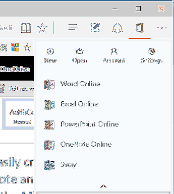 Create Office docs in Edge Using Office Online Extension from Store