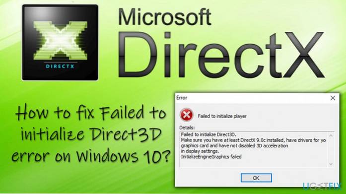DirectX klarte ikke å initialisere i Windows 10 Fix