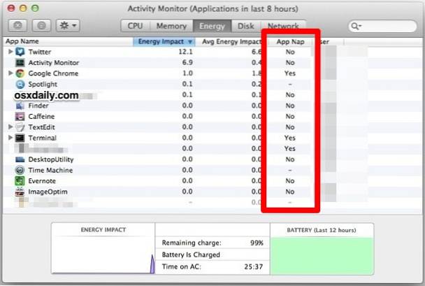 Desativar App Nap em aplicativos selecionados no Mac OS X Mavericks
