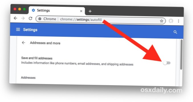 disabilita la compilazione automatica della password di Chrome