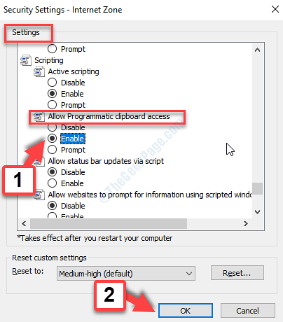 Disable Do You Want to Allow this Web Page to Access Your Clipboard prompt in Internet Explorer