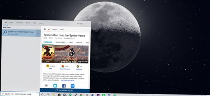 Deaktivieren Sie das Startmenü von Web Search Windows 10