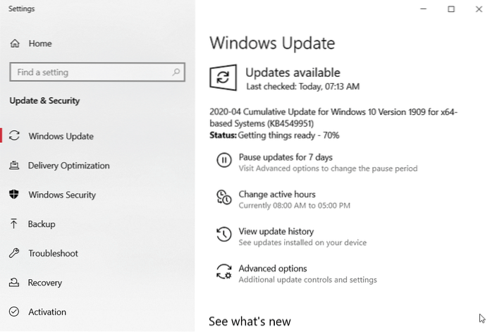 Last ned og installer KB4549951 Windows 10 kumulativ oppdatering for april 2020 [Versjon 1909, 1903]