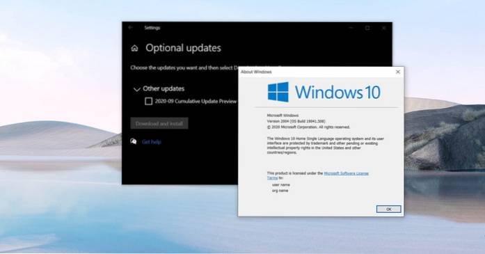 Download en installeer KB4577063 Windows 10 Preview-update voor oktober 2020 [versie 2004]