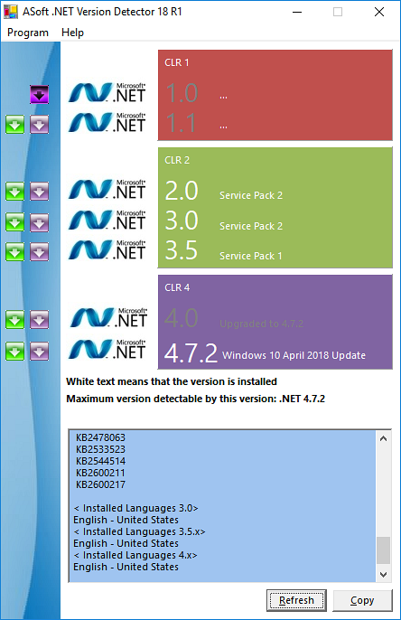 Download .Detector de versão NET com .NET Framework 4.7 suporte
