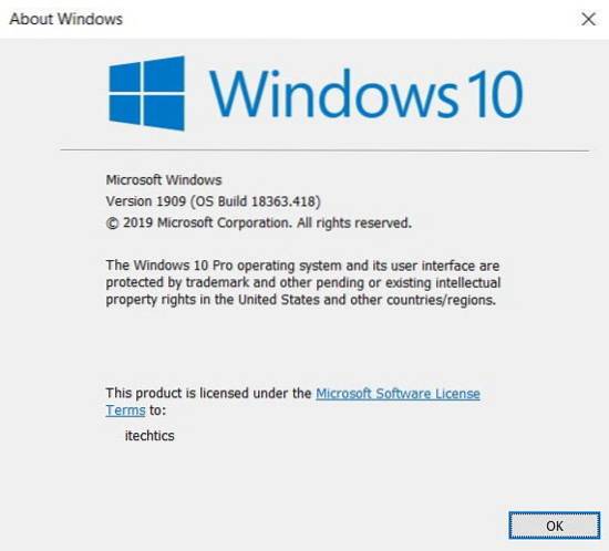 Descărcați actualizarea Windows 10 noiembrie 2019 (versiunea 1909) Imagini ISO [Toate limbile]