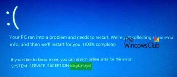 Dxgkrnl.sys BSOD Blue Screen error in Windows 10 Fix