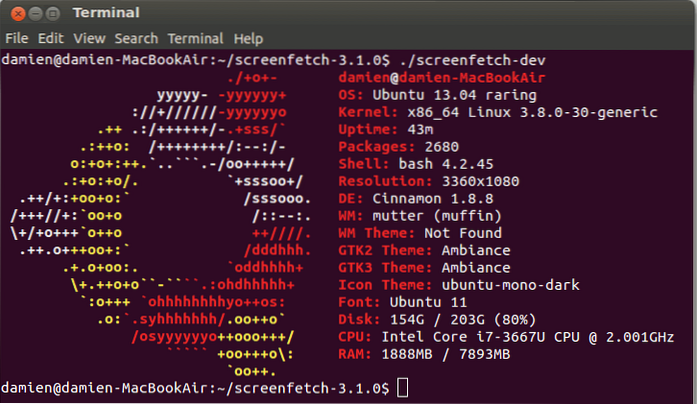 Ta reda på din systeminformation i Terminal med ScreenFetch [Linux]