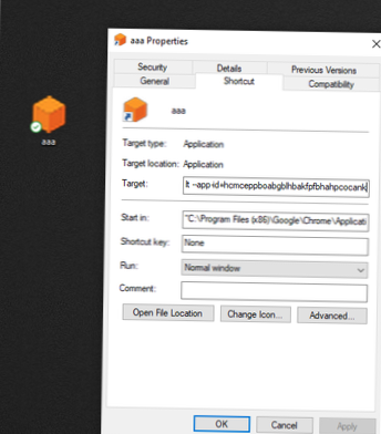 edit chrome app url