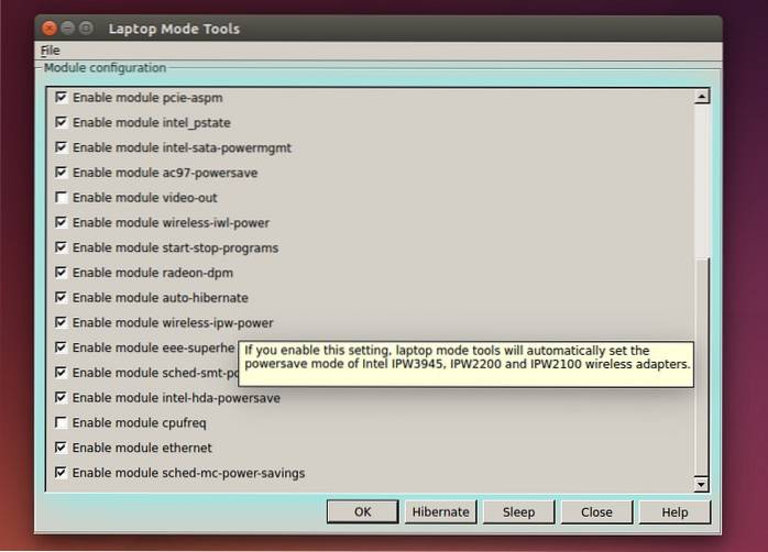 Povolení režimu notebooku v Ubuntu