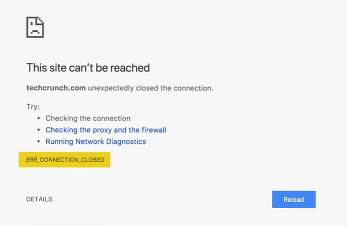 ERR_CONNECTION_CLOSED Error in Google Chrome Fix