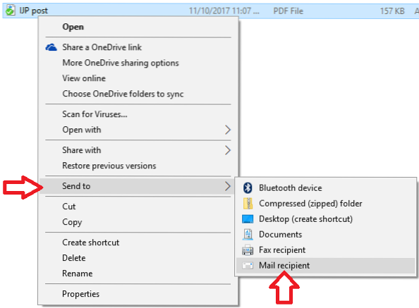 Chyba „Při odesílání souboru do pošty není přidružen žádný e-mailový program k provedení požadované akce“