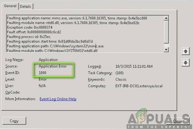 Chyba aplikace ID události 1000 v systému Windows 10 Oprava