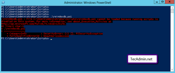 Provádění skriptů je při této opravě chyby systému Powershell zakázáno