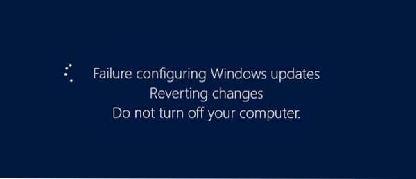 Failure configuring Windows updates. Reverting changes Error Fix