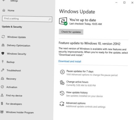 Functie-update naar Windows 10, versie 20H2