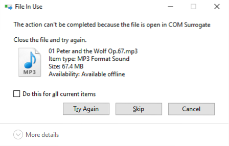 File is open in COM Surrogate error in Windows 10 Fix