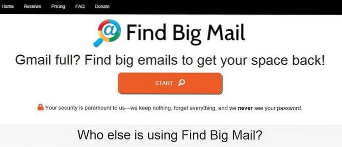 FindBigMail hittar stora mails i ditt Gmail, hjälper dig att städa upp ditt e-postkonto