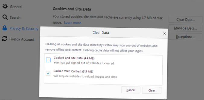 Firefox clear cache
