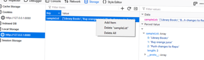 Firefox Dev-værktøjer rydder opbevaring