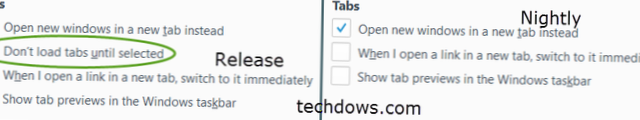 Firefox nu încarcă filele până nu sunt selectate