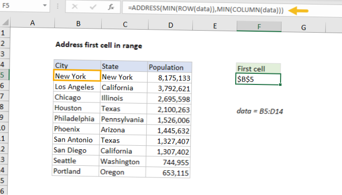 first cell address of a worksheet