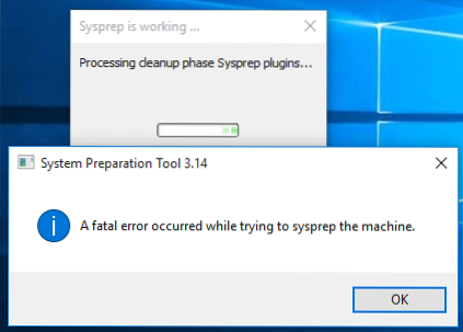 Corrigir “Ocorreu um erro fatal ao tentar fazer o Sysprep da máquina” no Windows 10