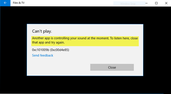 Fix- Another app is controlling your sound at the moment error in Windows 10