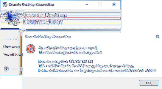 Correction d'une erreur de correction d'Oracle de chiffrement CredSSP dans Windows 10