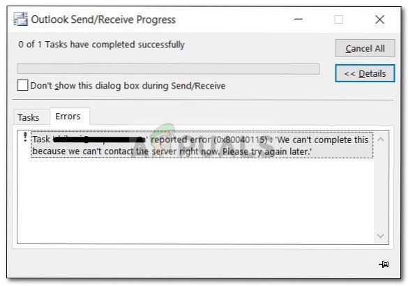 Fix Error 0x80040115  We can't complete this because we can't contact the server right now in MS Outlook
